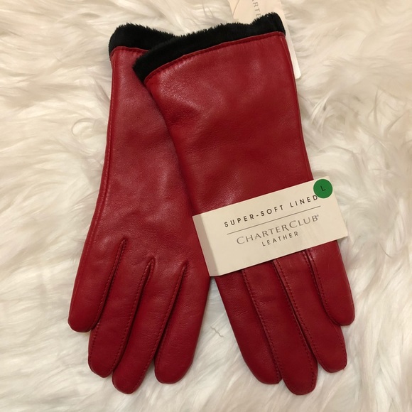 Charter Club Accessories - NWT Charter Club Red Leather Gloves